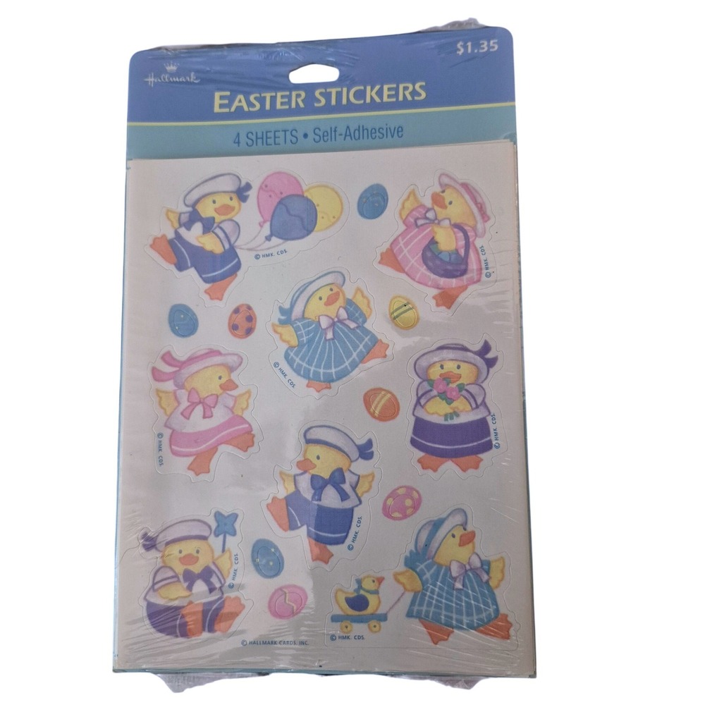 Vintage Hallmark Easter Stickers 4 Sheets Ducks Sailor Outfits Pastel ESS1193